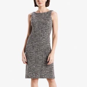 M.M.LaFleur The Lydia Boucle Tweed Knit Twist Strap Sheath Dress Grey 6
